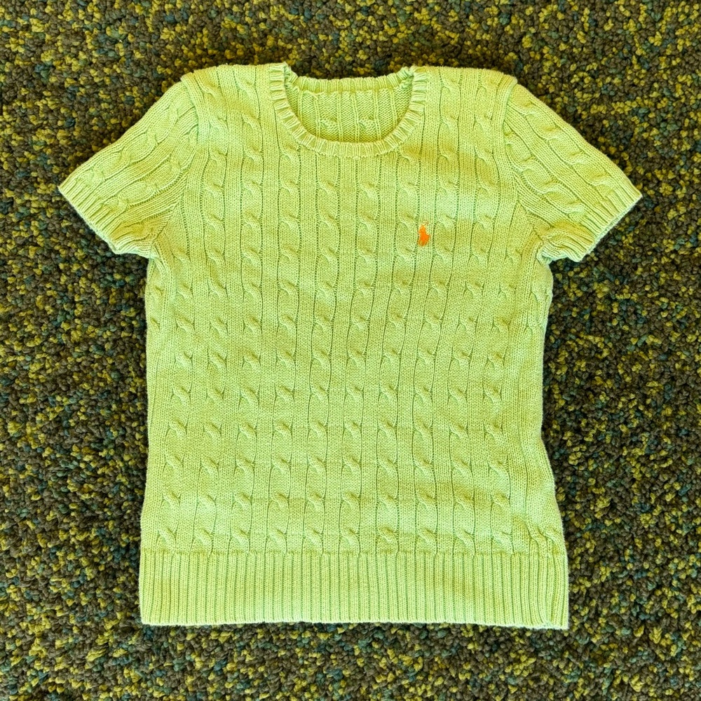 Polo By Ralph Lauren Green Short Sleeve Crochet Top